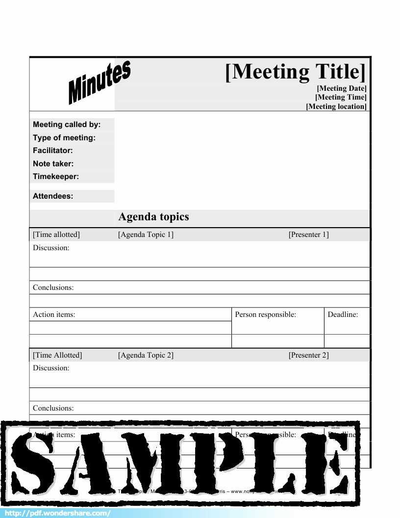 Minutes Of A Meeting Template Lovely Meeting Minutes Template Free Download Create Edit Fill