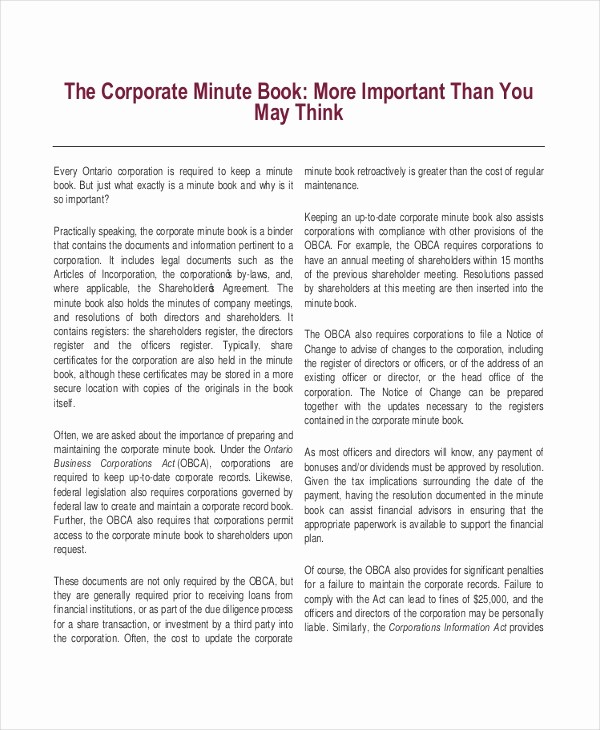Minutes Of Meeting Corporate format Beautiful 18 Corporate Minutes Template Free Sample Example