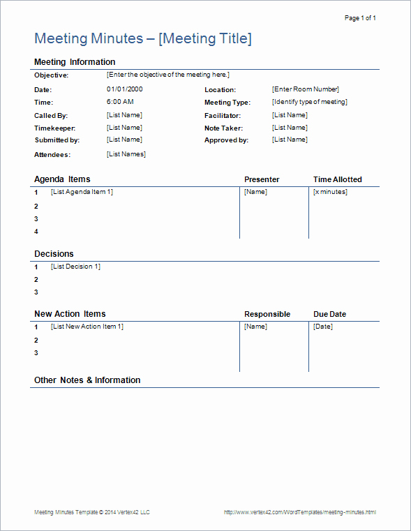 Minutes Of the Meeting Template Elegant Meeting Minutes Templates for Word