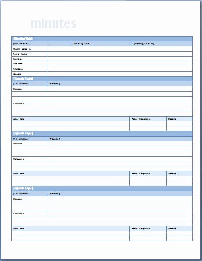 Minutes Of the Meeting Template Lovely Sample Meeting Minute Templates