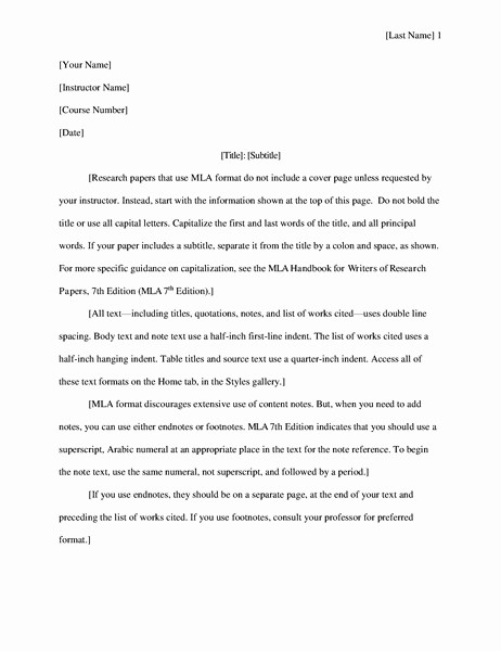 Mla format Research Paper Template Awesome Mla format Template