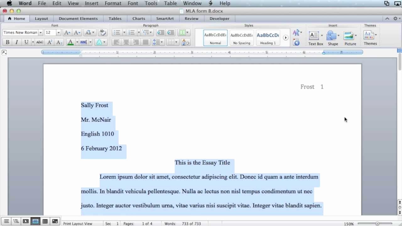 Mla format Word 2013 Template Inspirational Mla formatting Microsoft Word 2011 Mac Os X