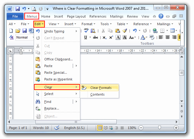 Mla formatting In Word 2010 Beautiful where is the Clear formatting In Microsoft Word 2007 2010