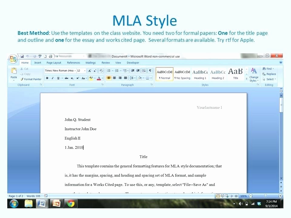 microsoft word 2007 mla format template