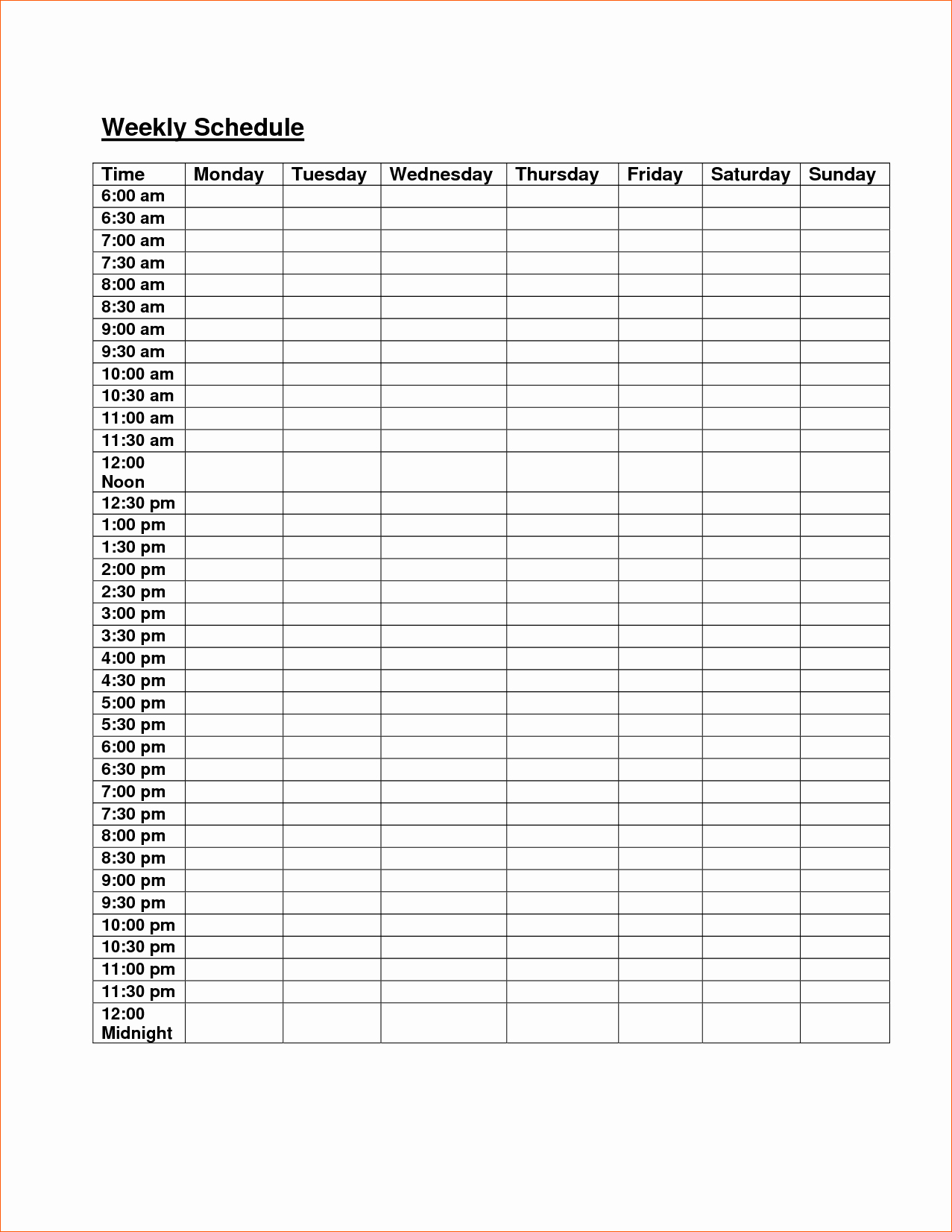Monday Through Friday Hourly Calendar Fresh 10 Free Weekly Schedule Template
