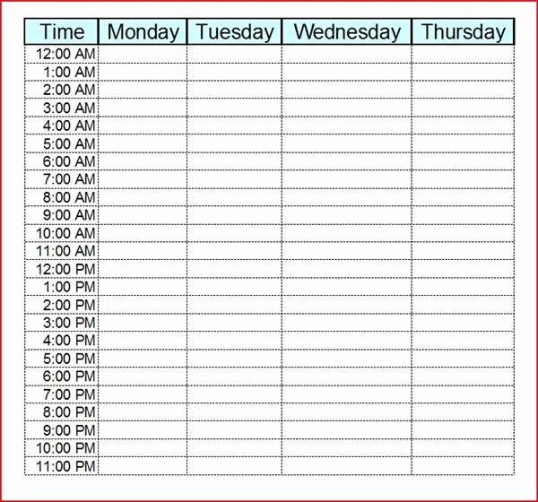Monday Through Friday Hourly Calendar Unique 8 Best Of Weekly Hourly Calendar Printable Free