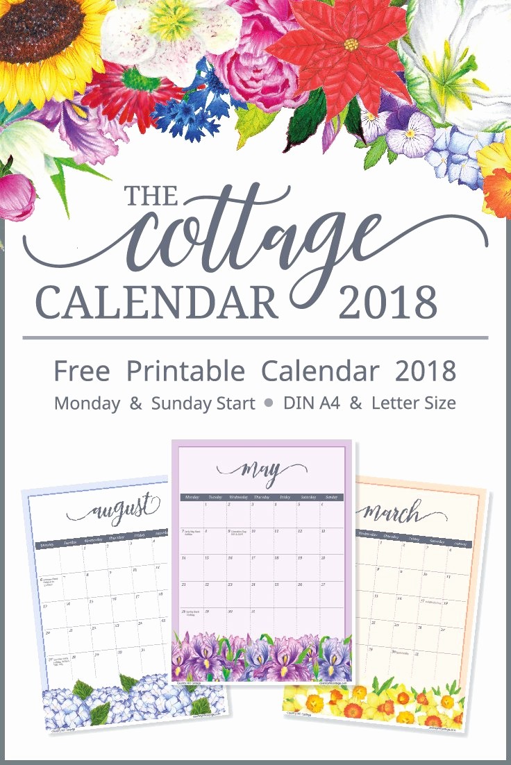 Monday to Sunday Calendar 2017 Best Of Free Printable Calendar 2018