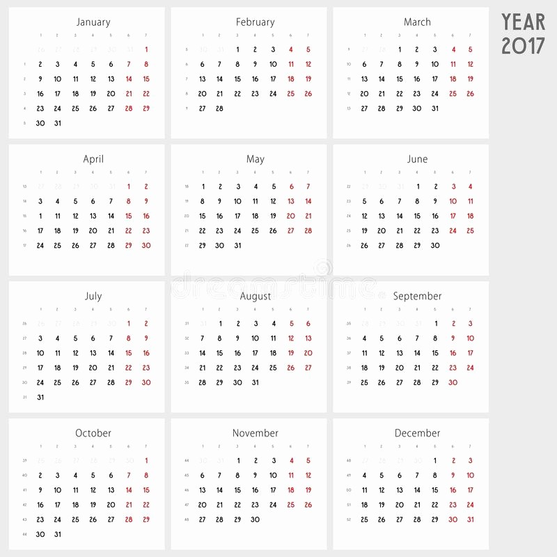 Monday to Sunday Calendar 2017 Unique Calendar 2017 Monday to Sunday Stock Image