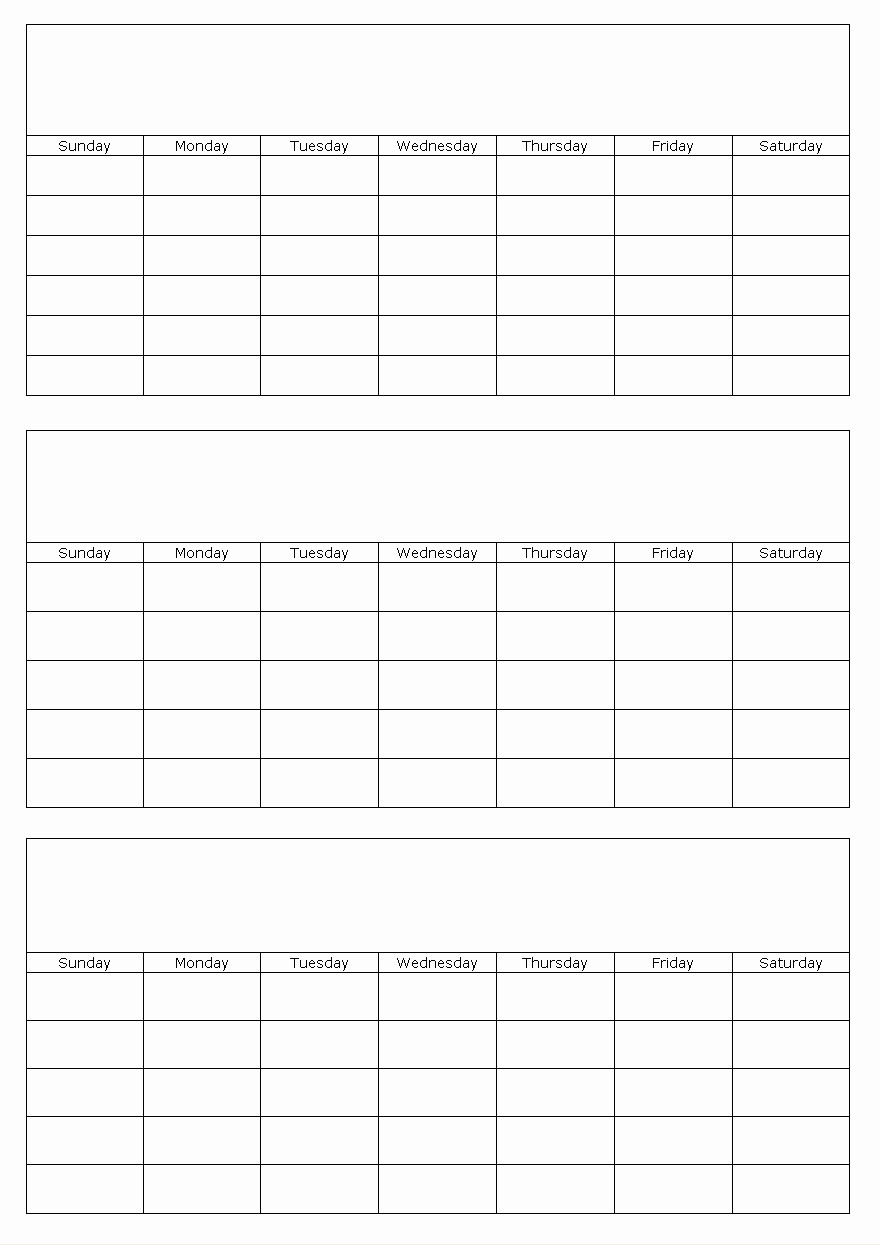 Month by Month Calendar Template Awesome Three Months Blank Calendar Template Page