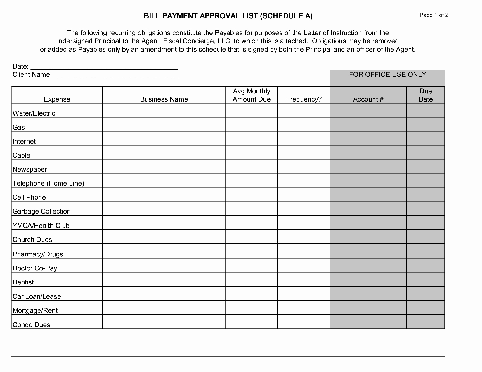 Monthly Bill Due Date Template Beautiful Impressive Monthly Bill Payment Schedule Template for