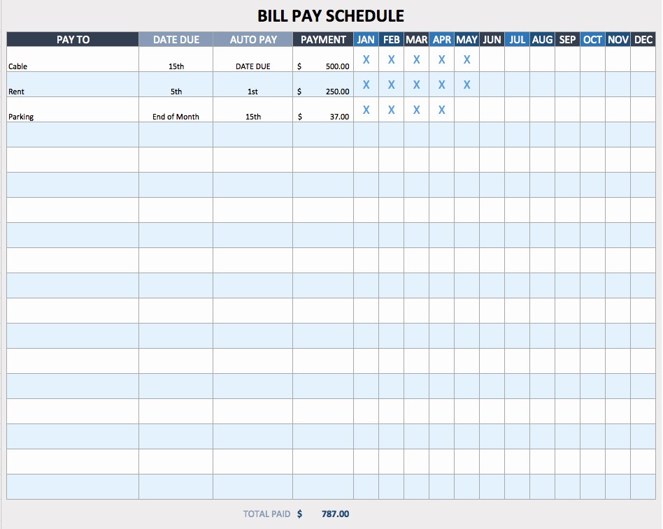 Monthly Bill Due Date Template Best Of Free Weekly Schedule Templates for Excel Smartsheet
