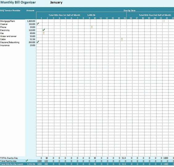 Monthly Bill Due Date Template New Monthly Bill organizer Excel Template Payments Tracker by