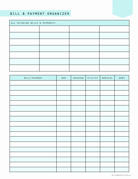 Monthly Bill Tracker Template Free Best Of Free Printable Bill and Payment organizer Clean Mama