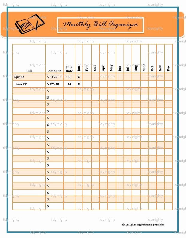 Monthly Bill Tracker Template Free Fresh Monthly Bill organizer Tracker Printable Pdf Instant