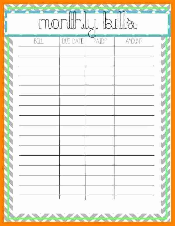 Monthly Bill Tracker Template Free Inspirational Monthly Bills Template