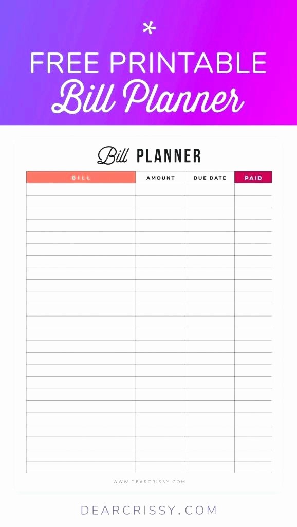 Monthly Bill Tracker Template Free Lovely Bill Planning Template Monthly organizer Free Printable