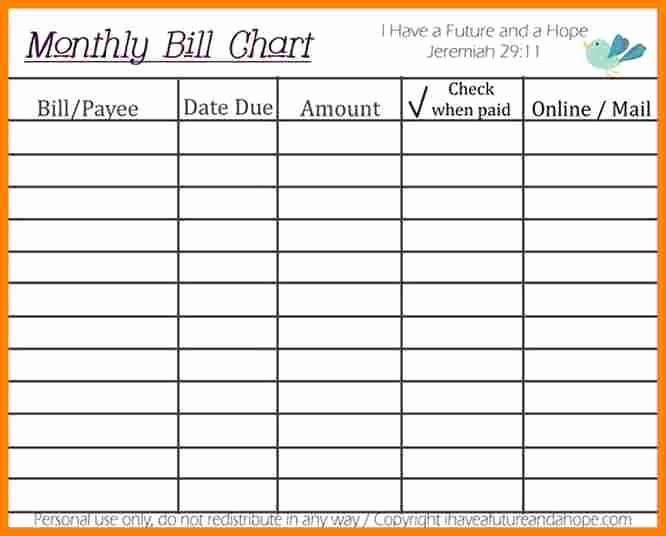 Monthly Bill Tracker Template Free New 5 Printable Bills to Pay Template