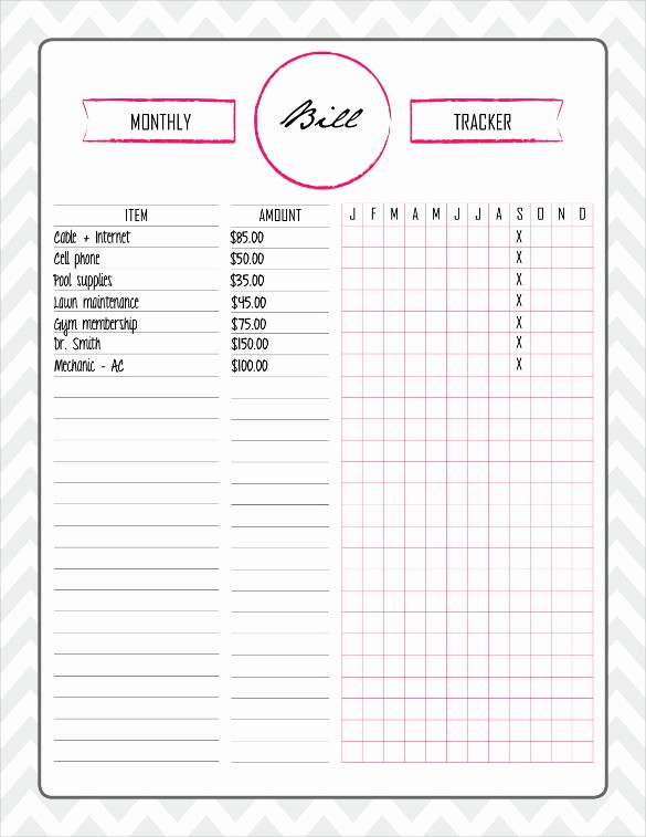 Monthly Bill Tracker Template Free New Expense Tracking Template 18 Free Word Excel Pdf