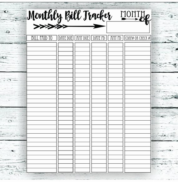 Monthly Bill Tracker Template Free New Monthly Bill Tracker Pdf Printable Instant Digital