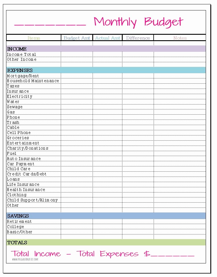 50 Monthly Budget Example Single Person