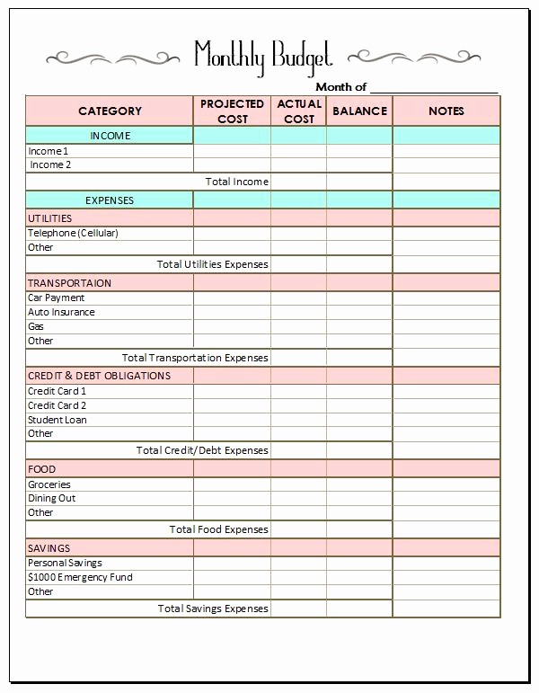50 Monthly Budget Example Single Person