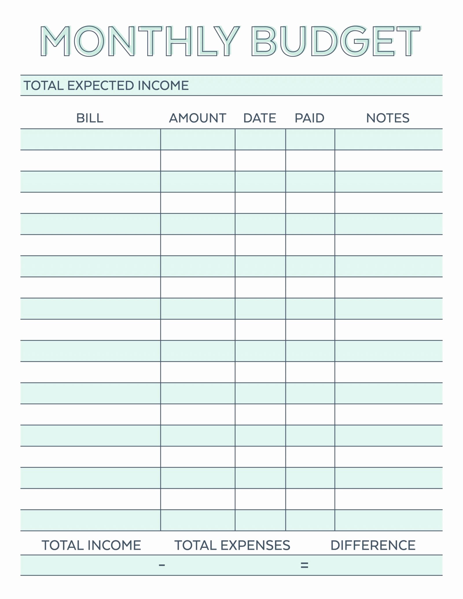 Monthly Budget Example Single Person Inspirational Free Bud Planner Worksheet Printable Printables Family