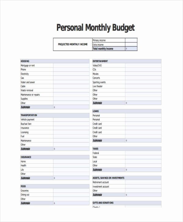 Monthly Budget Example Single Person Lovely 14 Personal Bud Examples &amp; Samples
