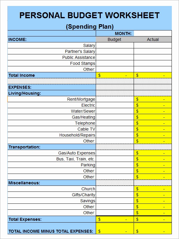 50 Monthly Budget Example Single Person