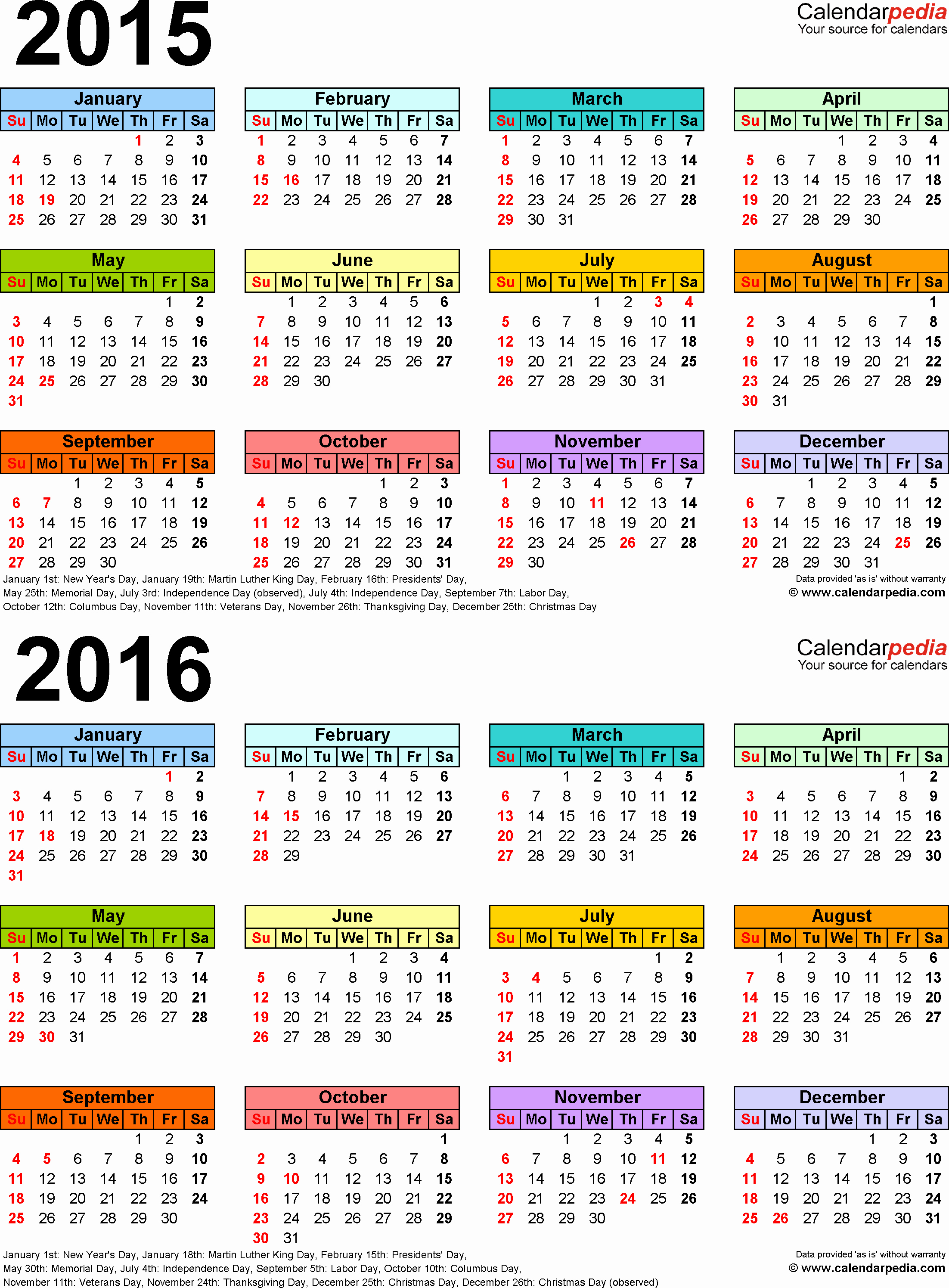 Monthly Calendar 2016-17 Inspirational 2015 2016 Calendar Free Printable Two Year Word Calendars
