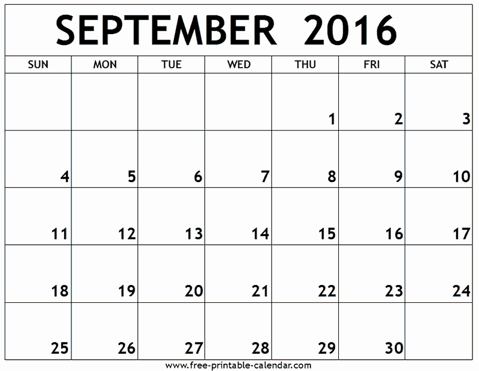 Monthly Calendar 2016 Printable Free Awesome September 2016 Printable Calendar Printables