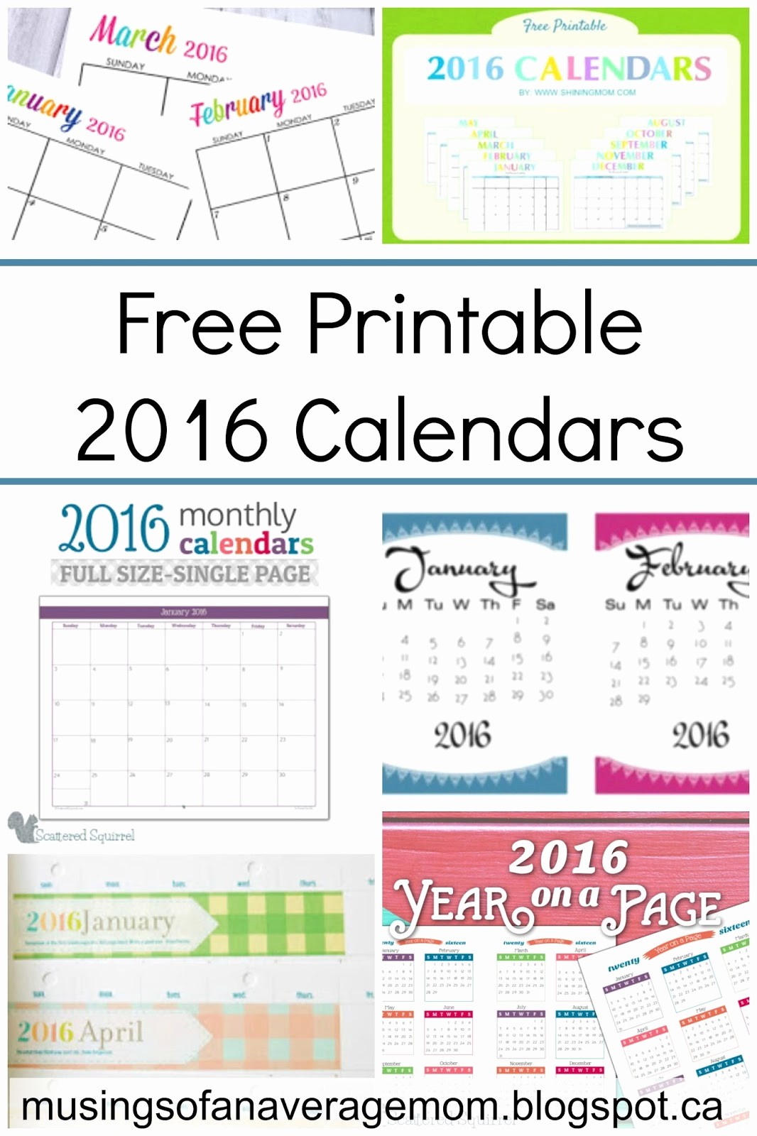 Monthly Calendar 2016 Printable Free Fresh Musings Of An Average Mom Free Printable 2016 Calendar