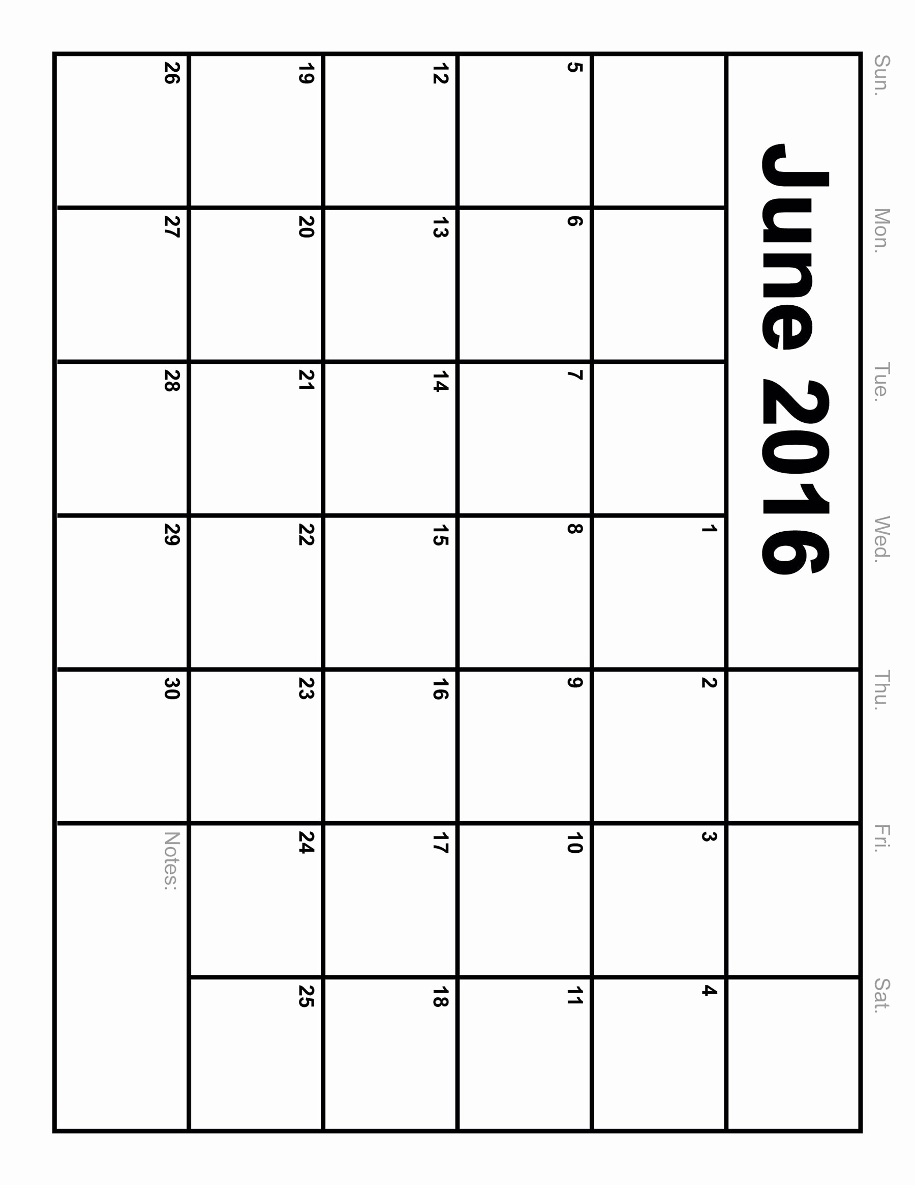 Monthly Calendar 2016 Printable Free Lovely June 2016 Printable Calendar Landscape A4 Portrait