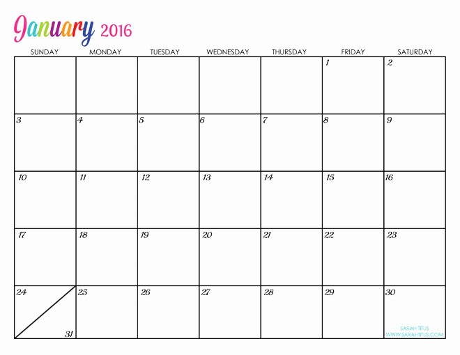 Monthly Calendar 2016 Printable Free Luxury 2016 Free Printable Calendars Lolly Jane