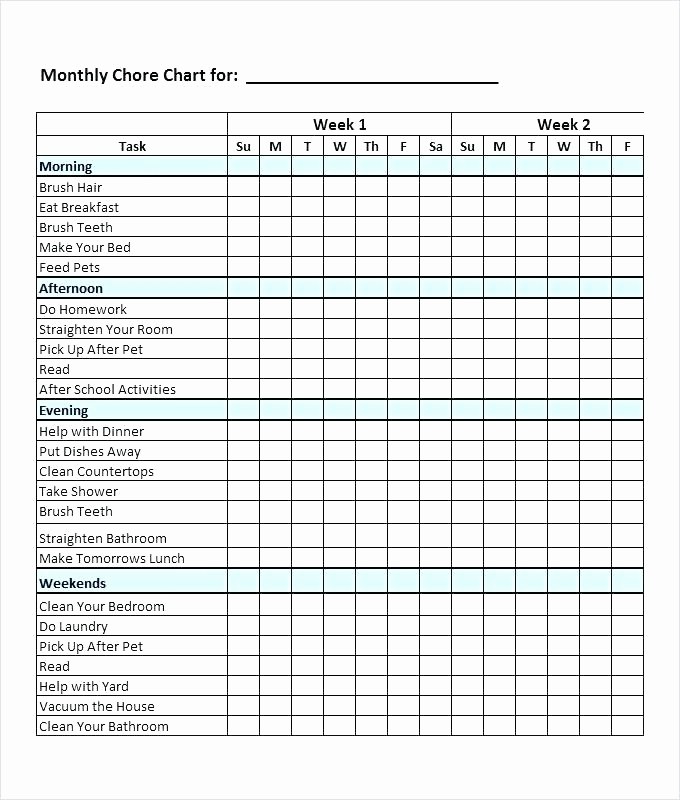 Monthly Chore Chart for Family Awesome Weight Loss Chart Template Tracker Printable Free Reward