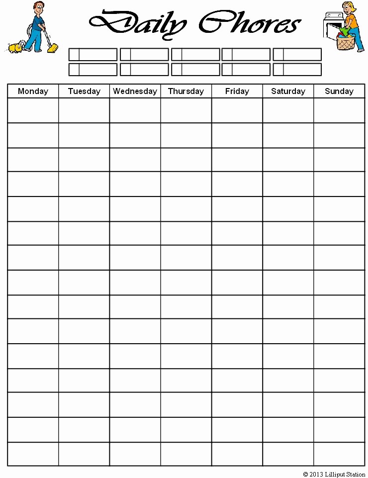 Monthly Chore Chart for Family Best Of Lilliput Station Chore Charts for Families Free
