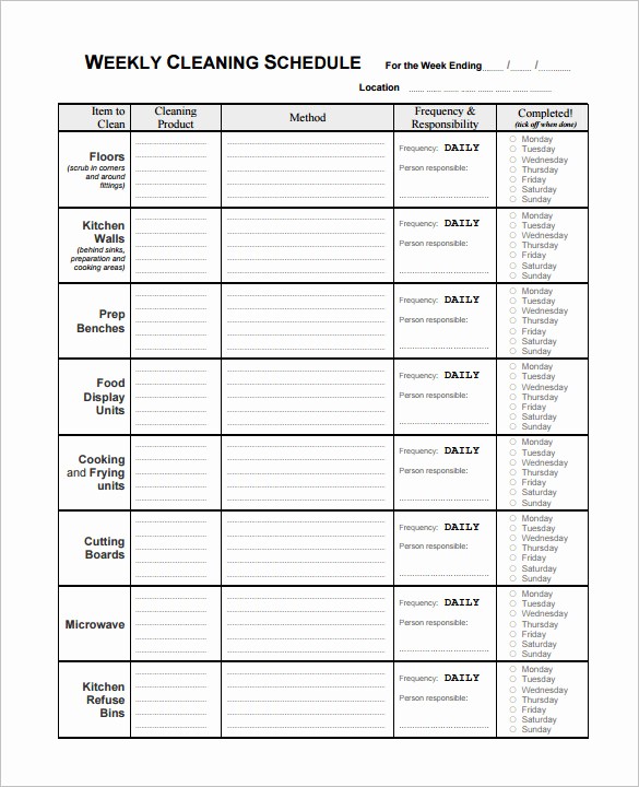 Monthly House Cleaning Schedule Template Elegant Cleaning Schedule Template 12 Free Sample Example
