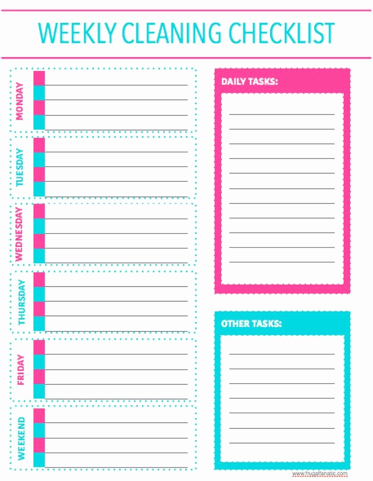 Monthly House Cleaning Schedule Template Luxury Free Printable Weekly Cleaning Checklist
