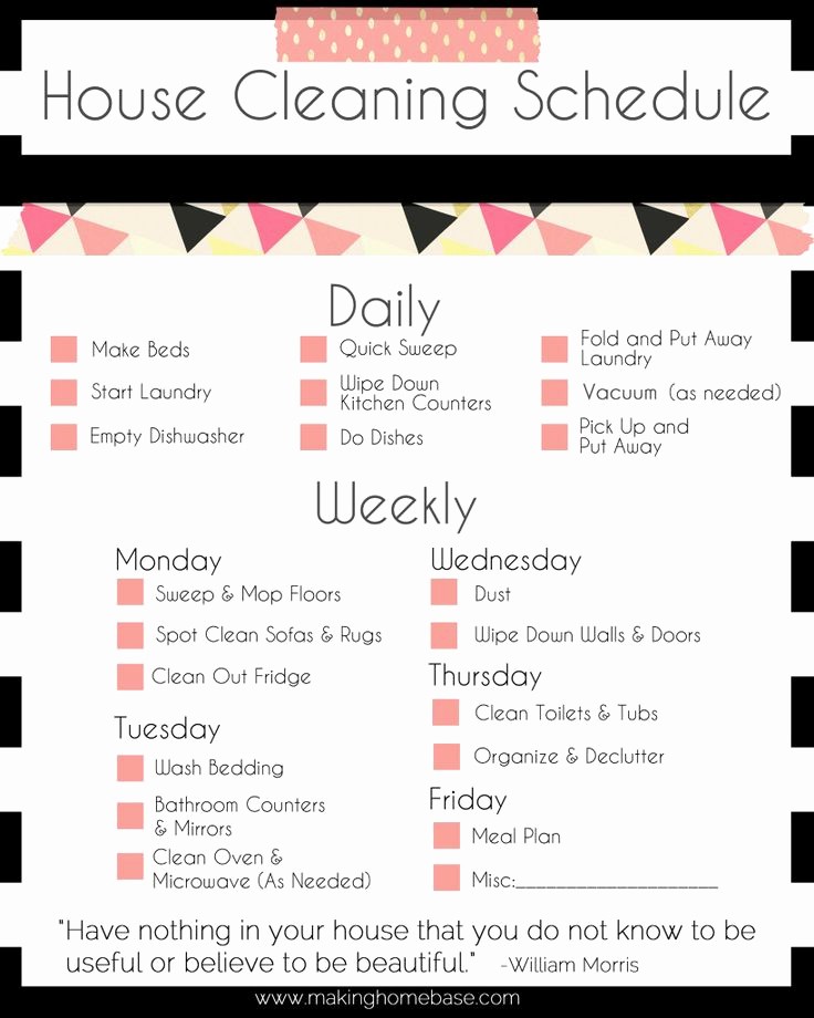 Monthly House Cleaning Schedule Template New How to Plan Your Weekly Housework Maid In Es