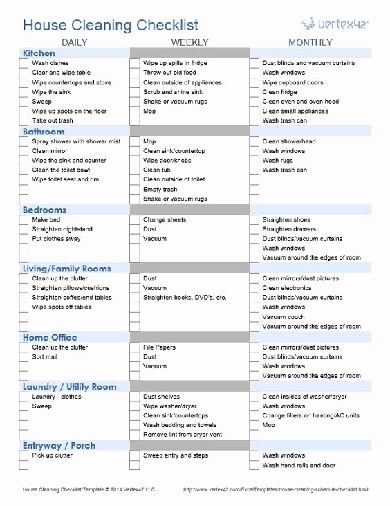 Monthly House Cleaning Schedule Template Unique This is A Great House Cleaning Checklist This Site Also