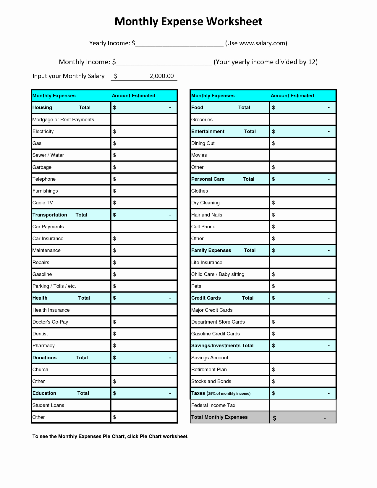 Monthly Income and Expense Worksheet Fresh 5 Best Of Free Printable Monthly Expense Worksheet