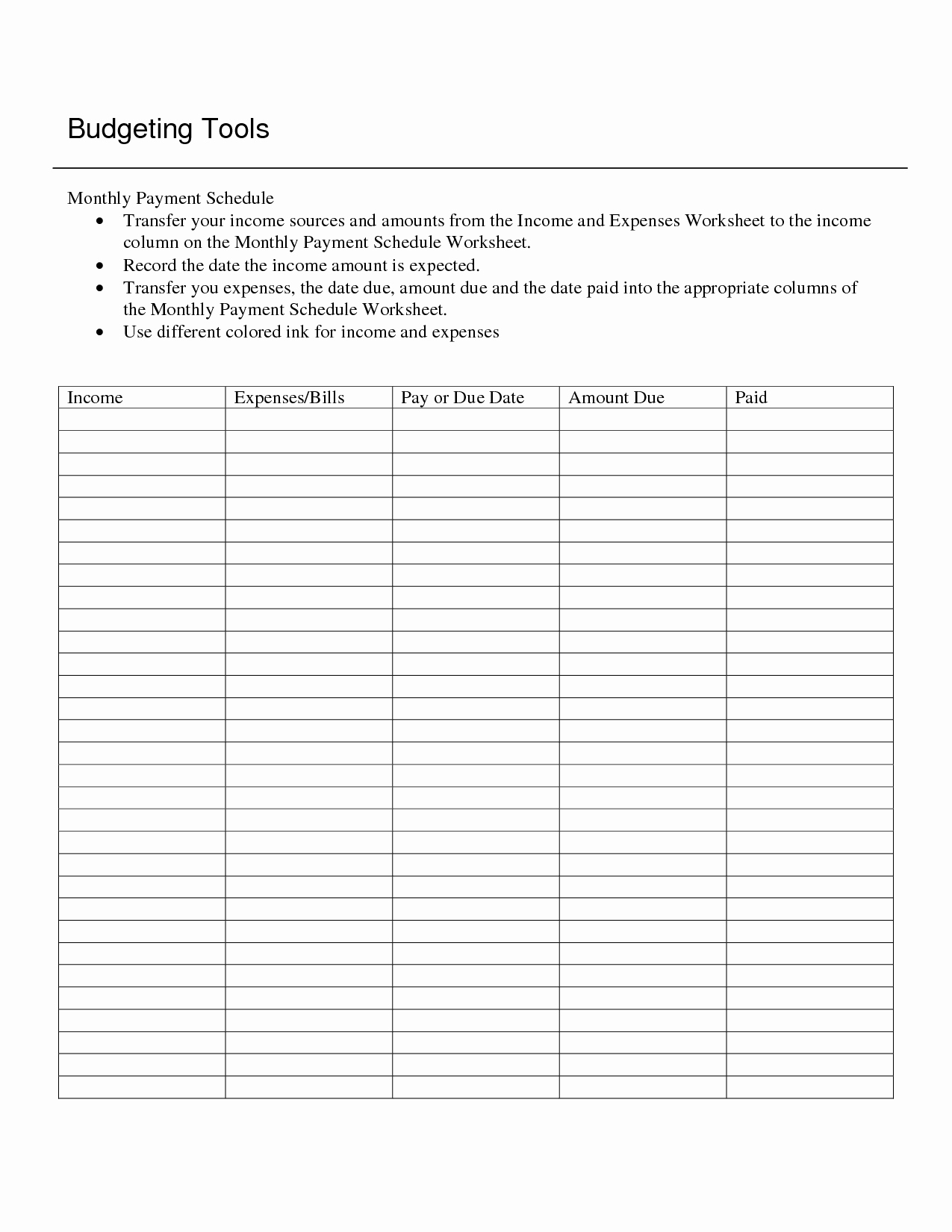 Monthly Income and Expense Worksheet Inspirational 16 Best Of Bud Worksheet Monthly Bill Blank