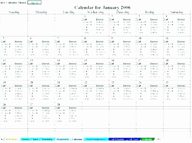 Monthly On Call Schedule Template Elegant Call Schedule Template Work Roster Template Excel