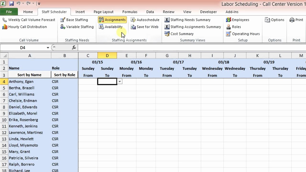 Monthly On Call Schedule Template New Labor Scheduling Template for Excel Call Center Version