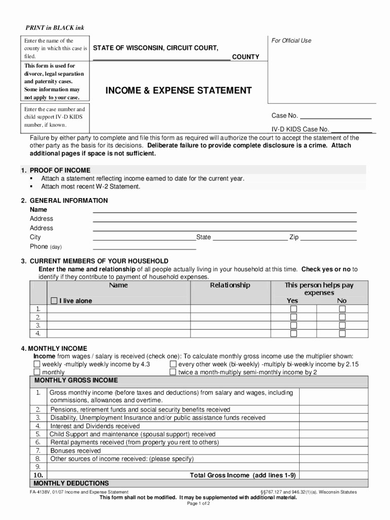 Monthly P&amp;amp;l Template Best Of In E and Expense Statement Template – Dicasminecraft