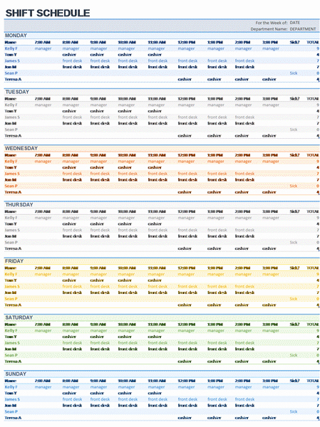 Monthly Work Schedule Template Excel Fresh Download Employee Shift Schedule Template for Excel for