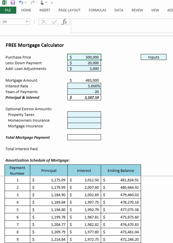 Mortgage Payment Schedule Calculator Excel Fresh Excel Mortgage Amortization Table Download 7