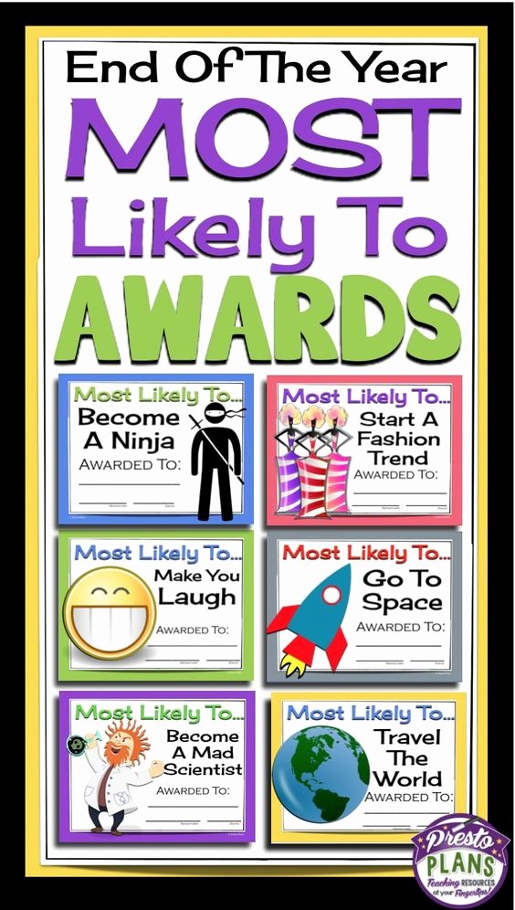 Most Likely to Awards Template New End Of the Year Awards