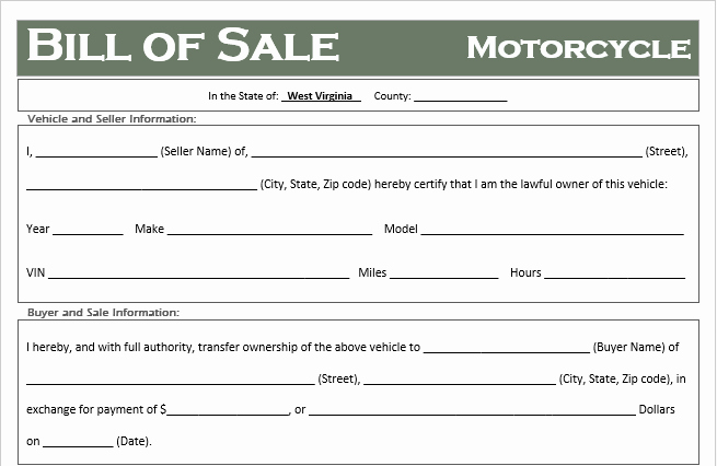 50 Motorcycle Bill Of Sale Example Ufreeonline Template