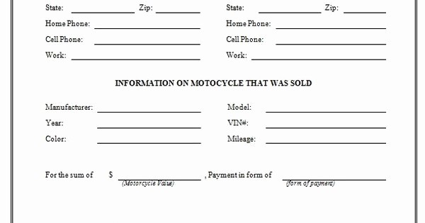 Motorcycle Bill Of Sale Printable Fresh Printable Sample Motorcycle Bill Of Sale form