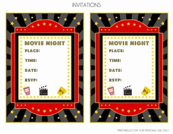 Movie Premiere Invitation Template Free Elegant Free Movie Night Party Printables by Printabelle